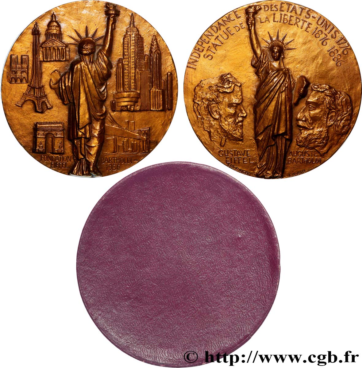 V REPUBLIC Médaille, Fondation Bartholdi-Eiffel, refrappe AU
