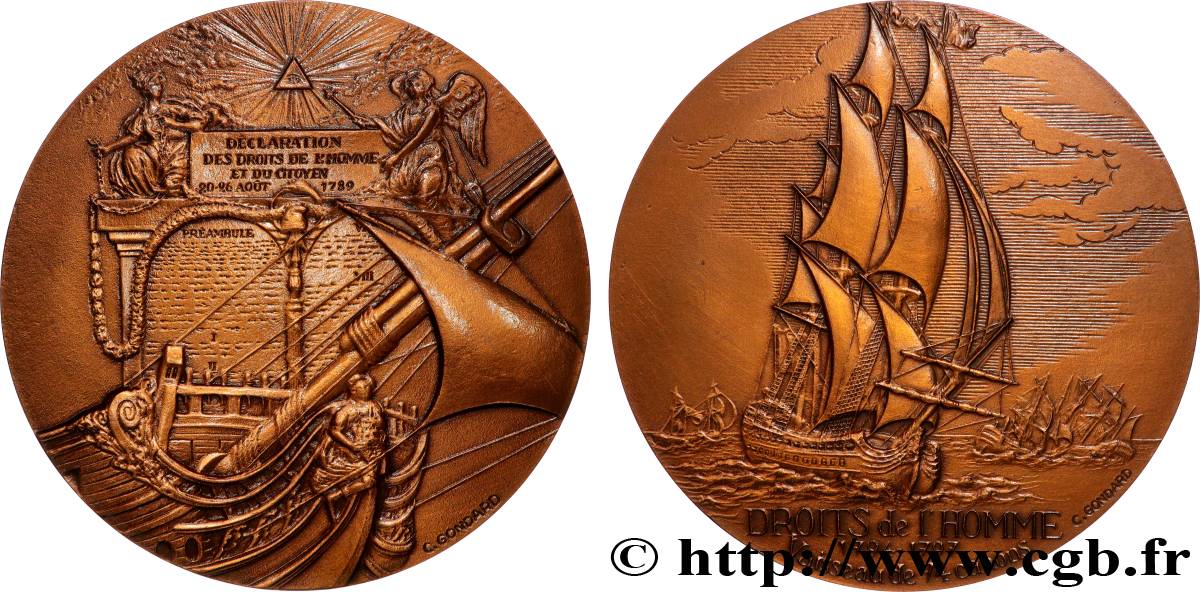 SEA AND NAVY : SHIPS AND BOATS Médaille, Le “Droits de l&nbsp;Homme” AU