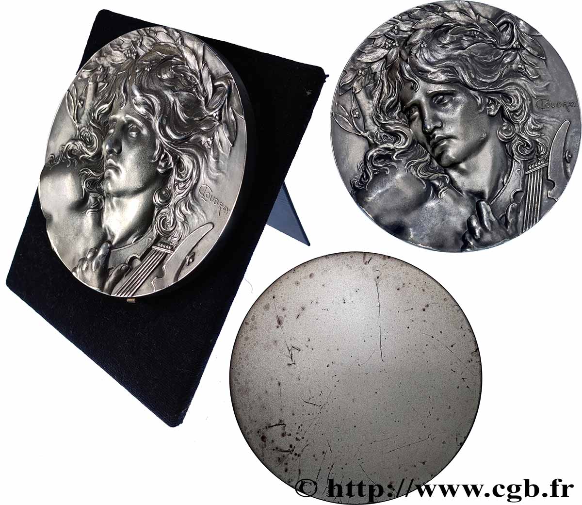FUNFTE FRANZOSISCHE REPUBLIK Imposante médaille Orphée - Joueur de lyre, refrappe fVZ