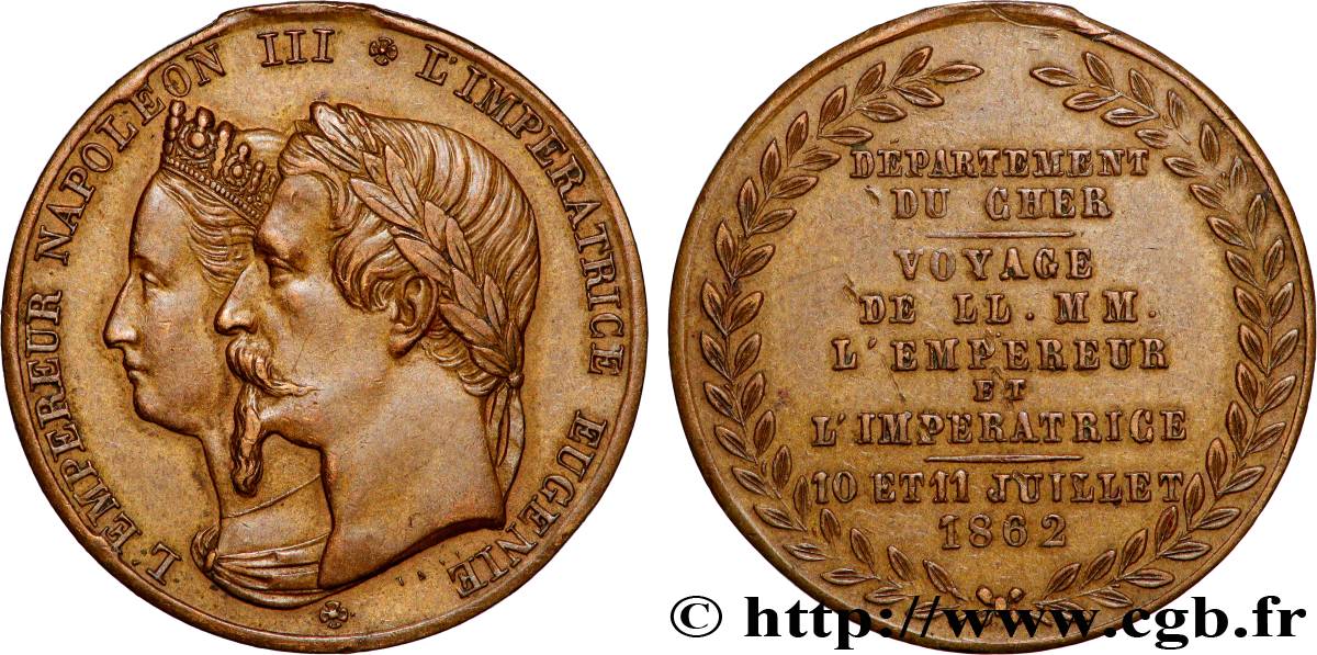SECOND EMPIRE Médaillette, Voyage de l’empereur et l’impératrice AU