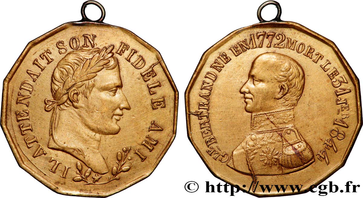 NAPOLEON S EMPIRE Médaille, Mort du général Bertrand XF