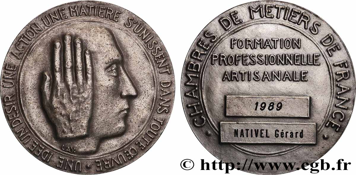 CINQUIÈME RÉPUBLIQUE Médaille, Chambres des métiers de France TTB+