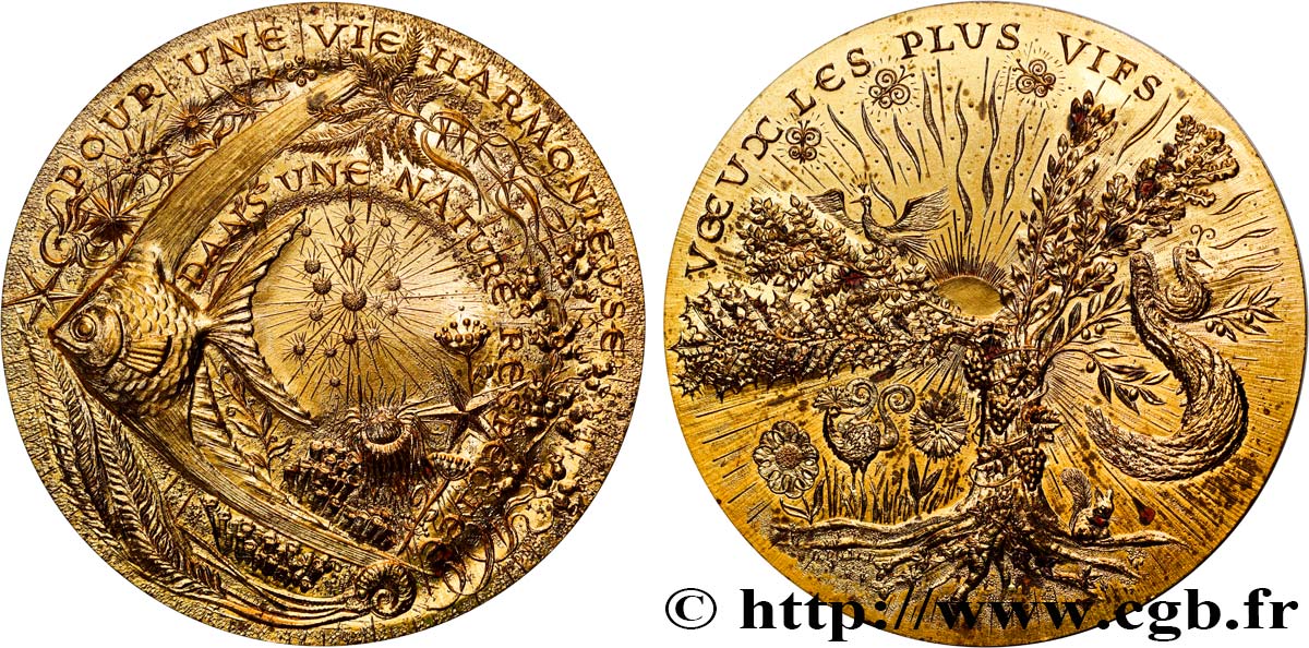 V REPUBLIC Médaille de vœux, Nature respectée AU