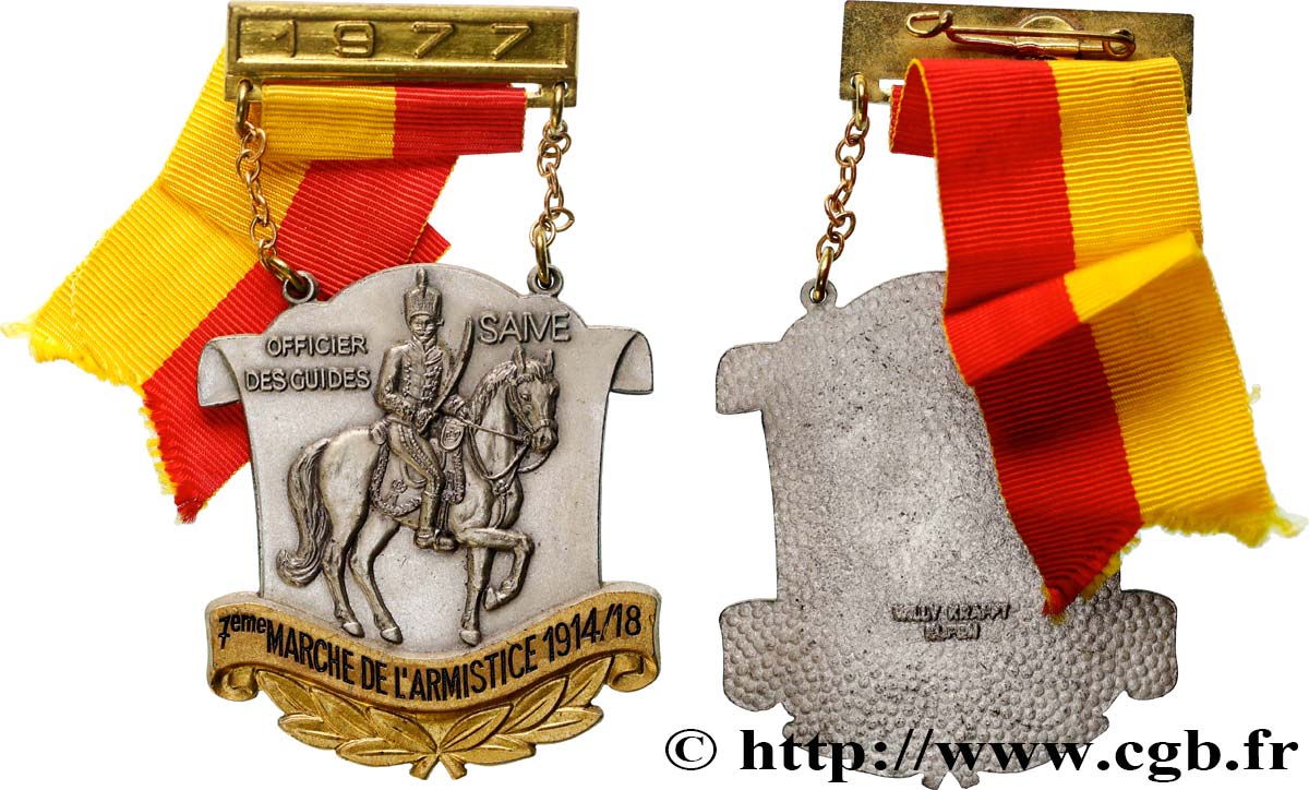 BELGIQUE - ROYAUME DE BELGIQUE - BAUDOUIN Ier Médaille, Officier des guides, 7e marche de l’armistice AU