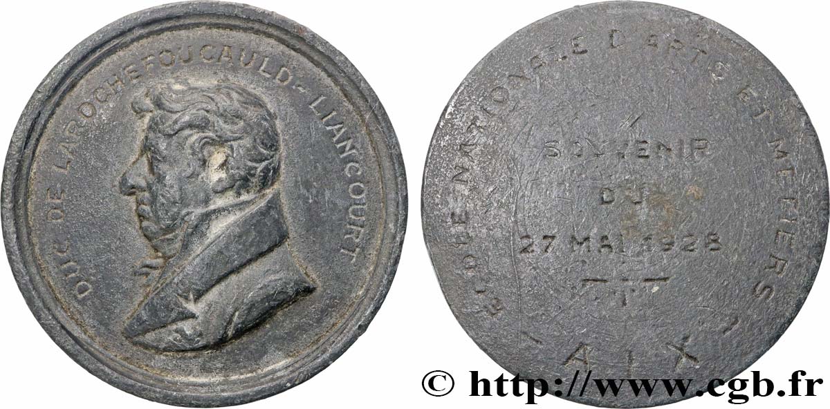 TERZA REPUBBLICA FRANCESE Médaille, Duc de Larochefoucauld Liancourt, Ecole Nationale d’Arts et Métiers q.BB