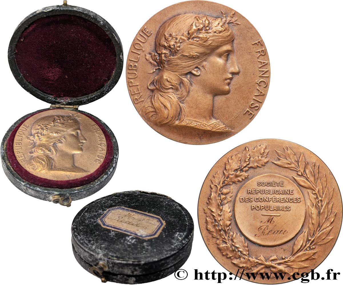 III REPUBLIC Médaille, Société républicaine des conférences populaire AU