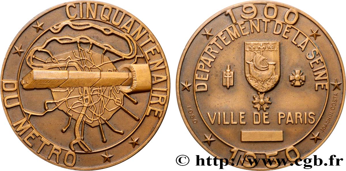 IV REPUBLIC Médaille, Cinquantenaire du métro parisien AU