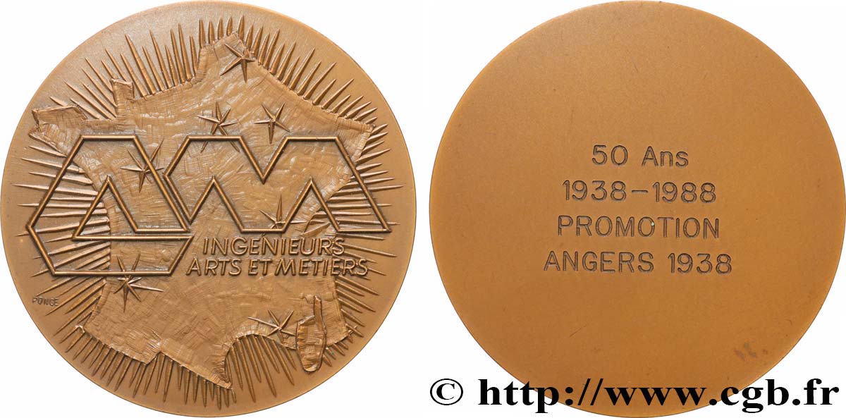 CINQUIÈME RÉPUBLIQUE Médaille, Promotion Angers 1938 SUP