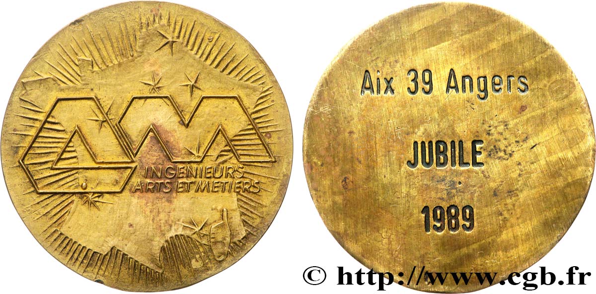 CINQUIÈME RÉPUBLIQUE Médaille, Promotion Aix 39 Angers, Jubilé TTB+