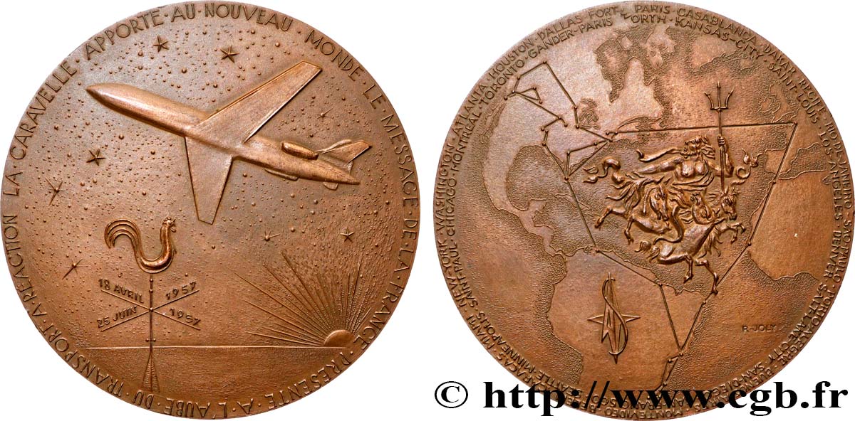 QUATRIÈME RÉPUBLIQUE Médaille de tournée de promotion de la Caravelle SUP