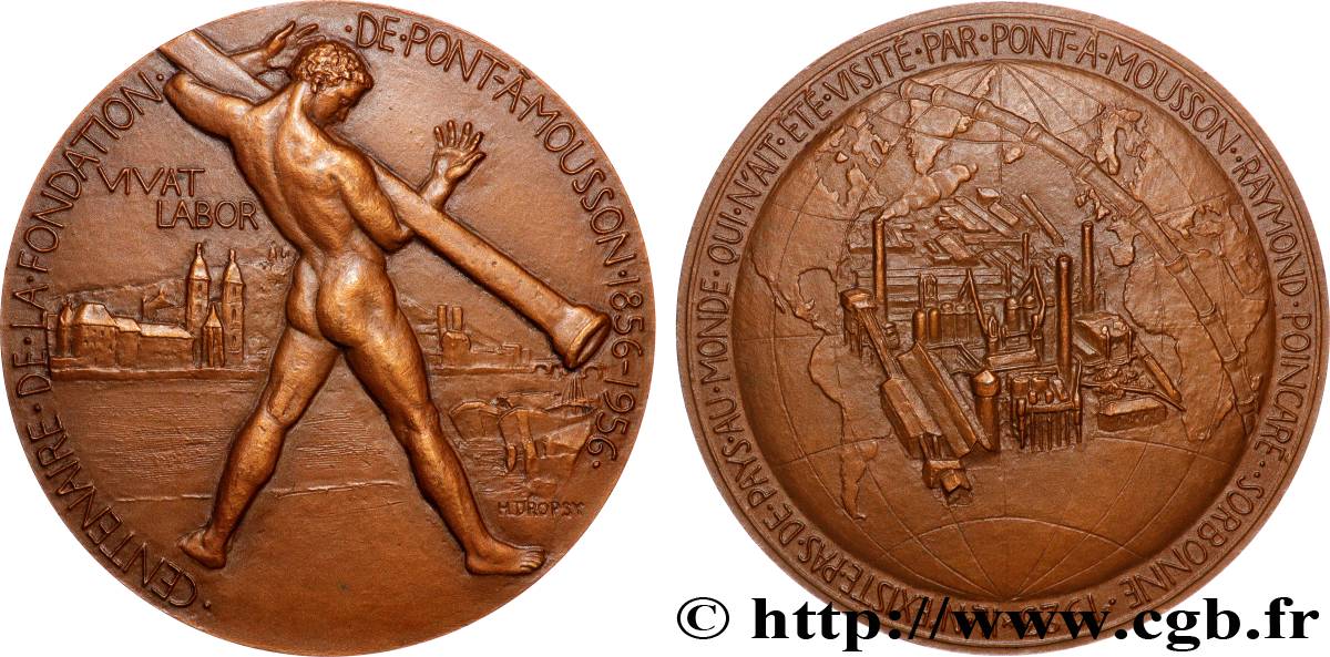IV REPUBLIC Médaille, Centenaire de la fondation de Pont-à-Mousson  AU