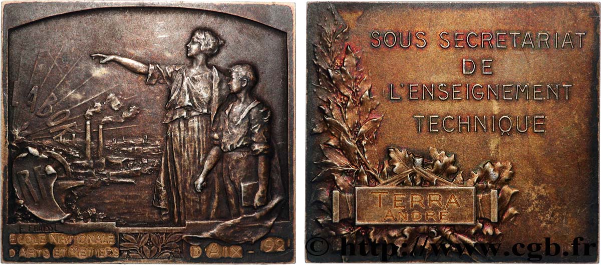 III REPUBLIC Plaquette, École Nationale d’Arts et Métiers d’Aix XF/AU