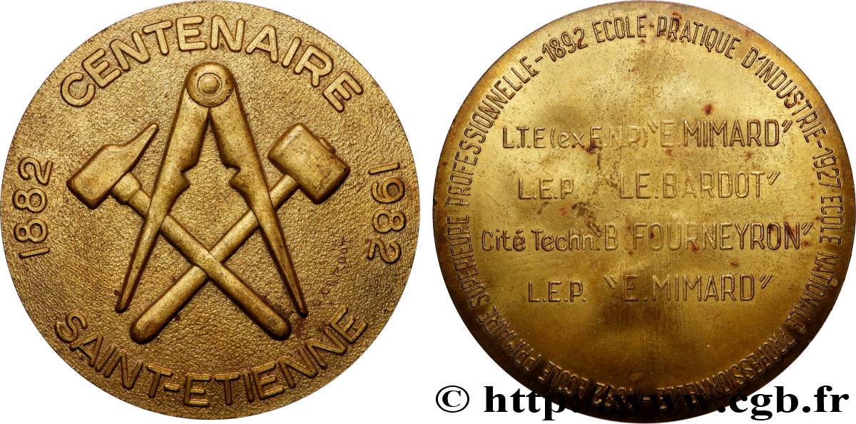 V REPUBLIC Médaille, Centenaire de Saint-Etienne AU/AU