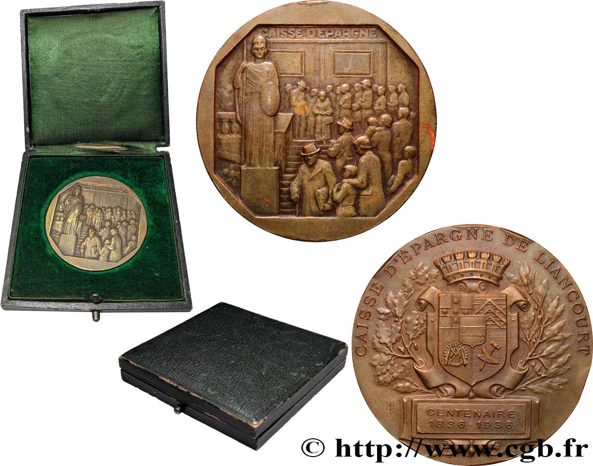 TERZA REPUBBLICA FRANCESE Médaille, Centenaire de la Caisse d’Épargne de Liancourt BB