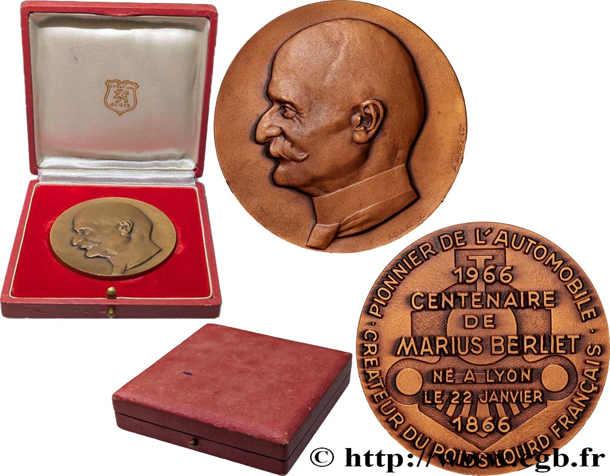 V REPUBLIC Médaille, Centenaire de Marius Berliet, pionnier de l’automobile AU