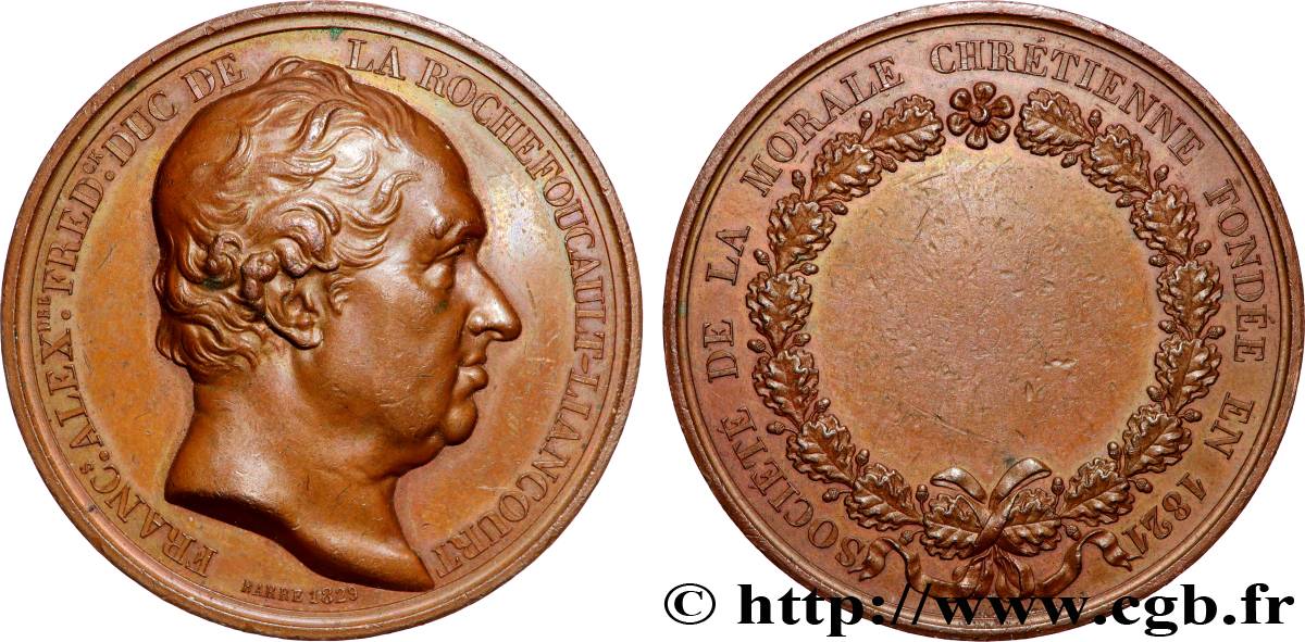 CHARLES X Médaille, Société de la morale chrétienne AU