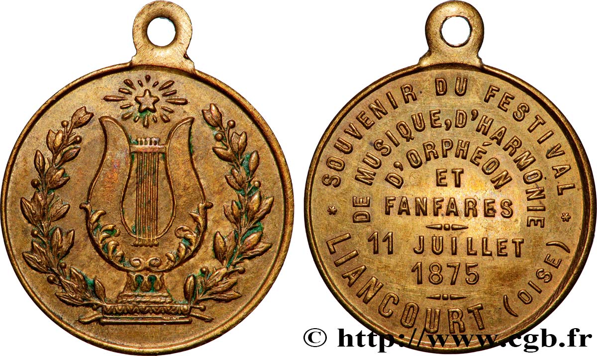 TROISIÈME RÉPUBLIQUE Médaille, Souvenir du festival de musique TTB+