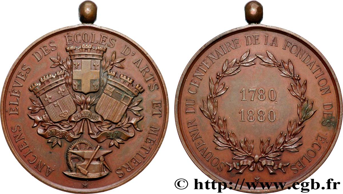 III REPUBLIC Médaille, Souvenir du centenaire de la fondation des écoles XF/AU