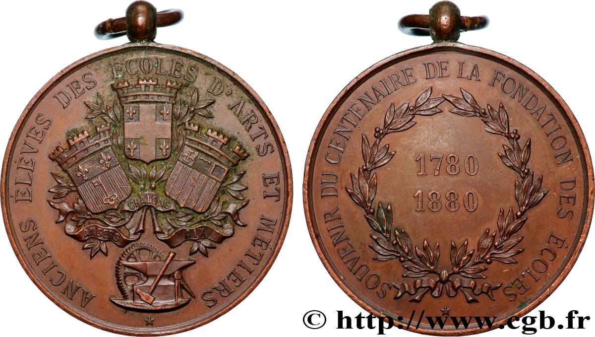 TERZA REPUBBLICA FRANCESE Médaille, Souvenir du centenaire de la fondation des écoles BB/q.SPL