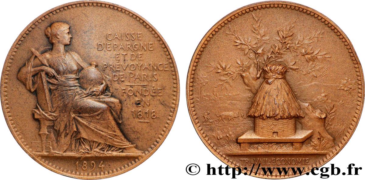 CAISSES D ÉPARGNE Médaille, Caisse d’Épargne et de prévoyance de Paris AU/AU