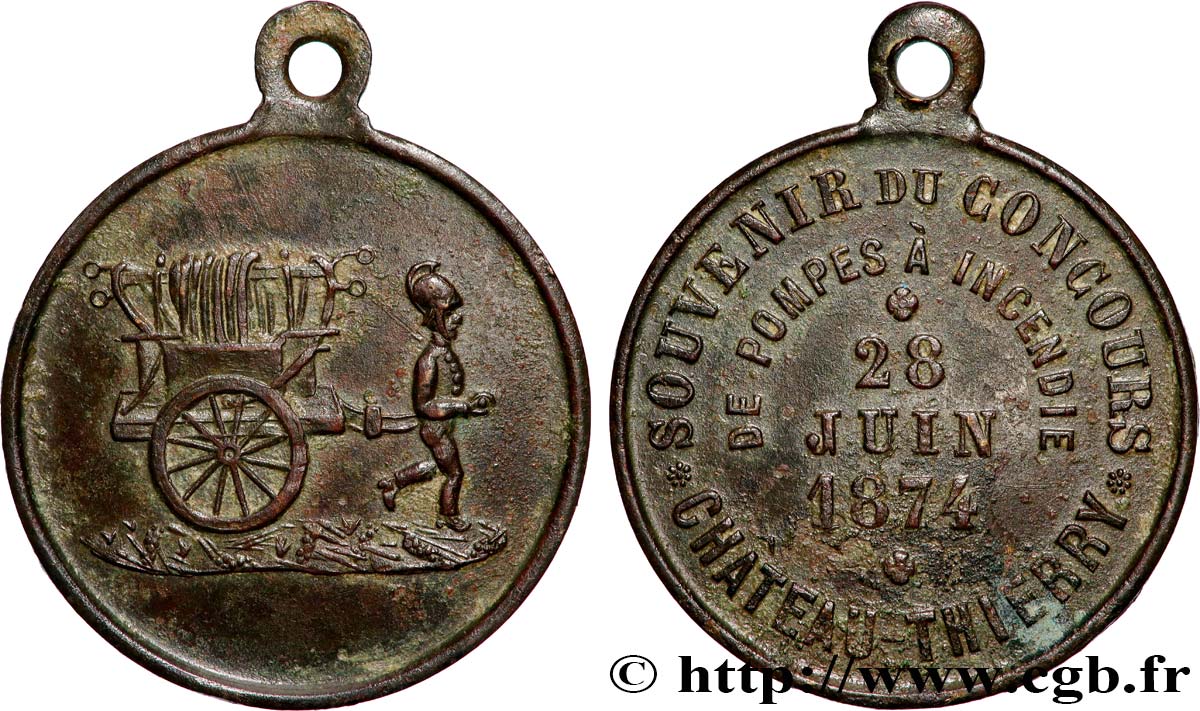 III REPUBLIC Médaille, Souvenir du concours de pompes XF