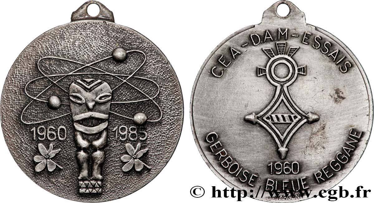 V REPUBLIC Médaille, Porte-clés, Gerboise bleue Reggane, Essais Nucléaires AU