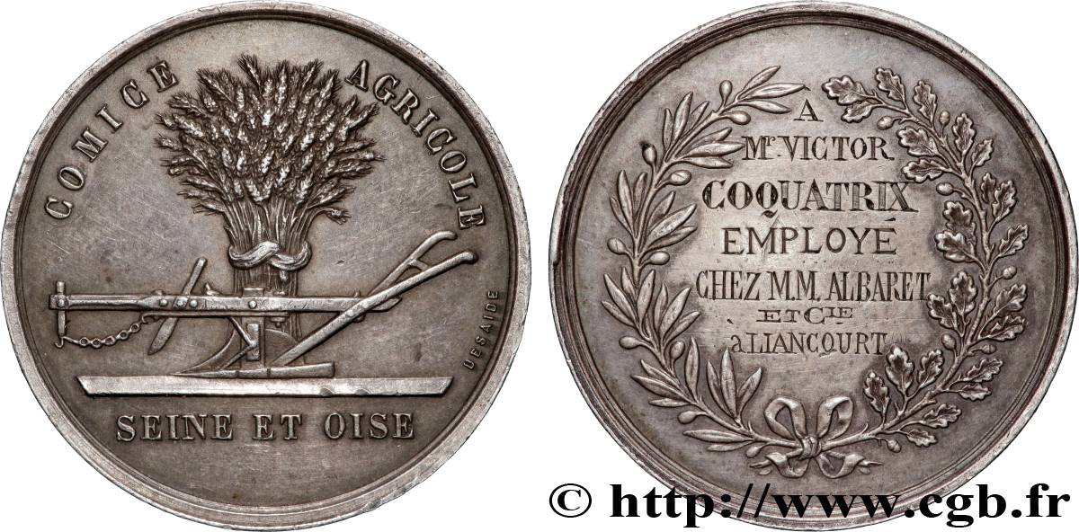 SOCIÉTÉS D AGRICULTURE, HORTICULTURE, PÈCHE ET CHASSE Médaille, Comice agricole AU