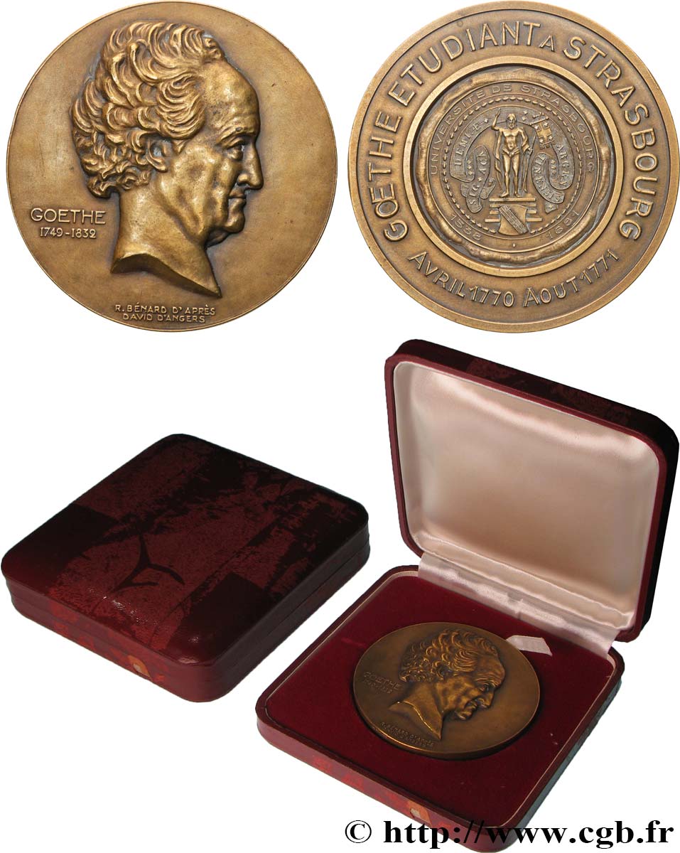 LITERATURE : WRITERS - POETS Médaille, Johann Wolfgang von Goethe, Université de Strasbourg AU