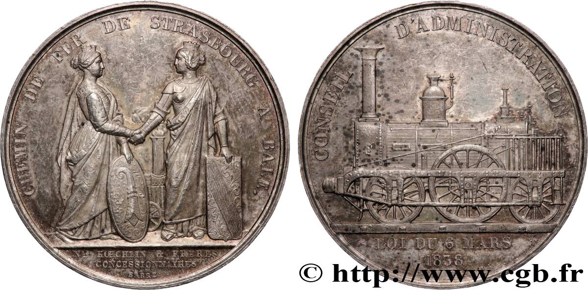 LOUIS-PHILIPPE Ier Médaille, Conseil d’administration, Chemin de fer de Strasbourg à Bâle SUP