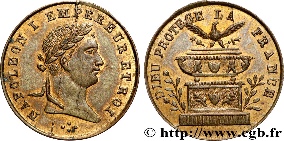 PREMIER EMPIRE Médaillette, Napoléon Ier, Dieu protège la France TTB+