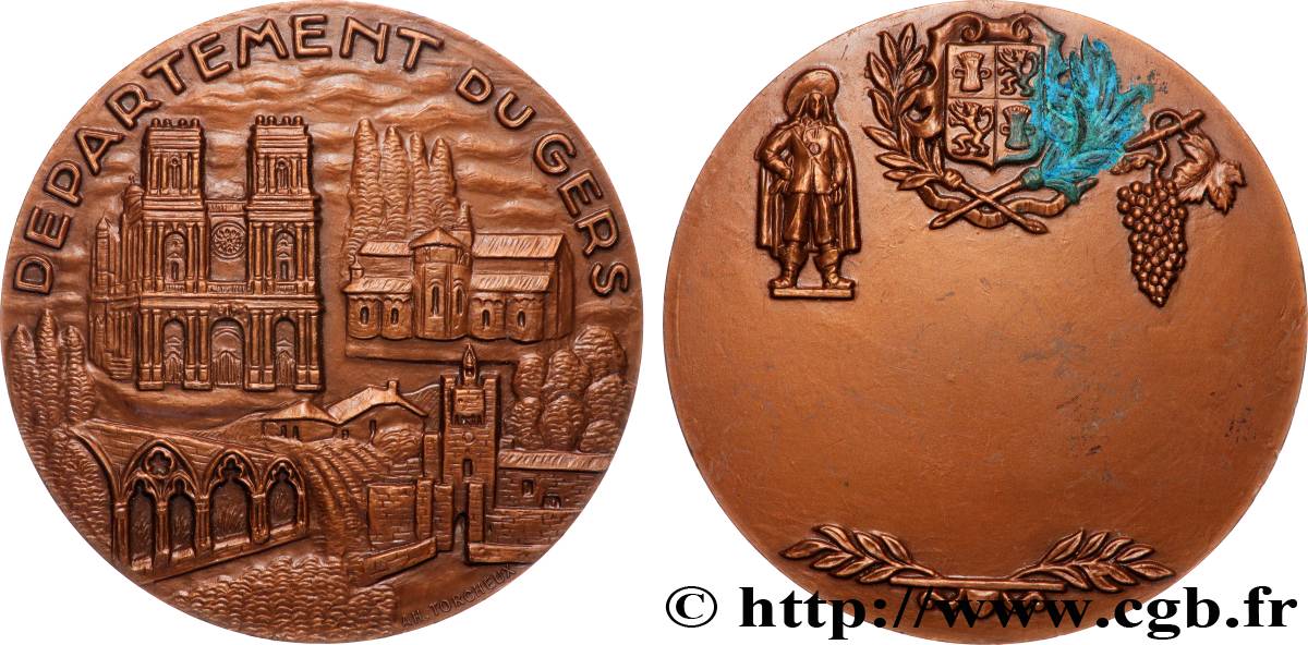 V REPUBLIC Médaille, Département du Gers AU/AU