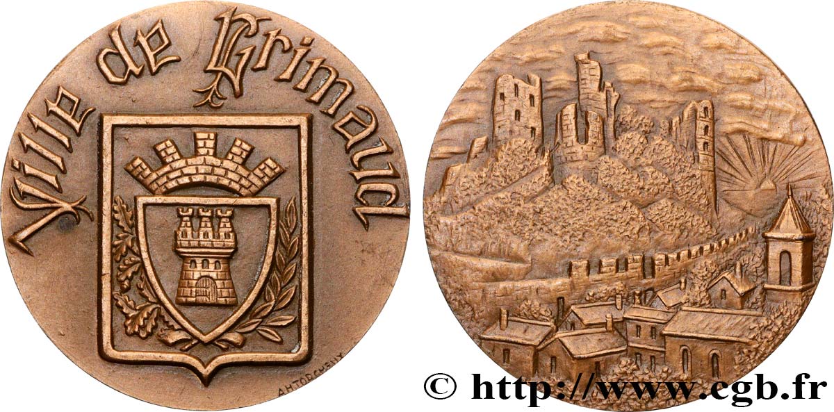 CINQUIÈME RÉPUBLIQUE Médaille, Ville de Grimaldi SUP