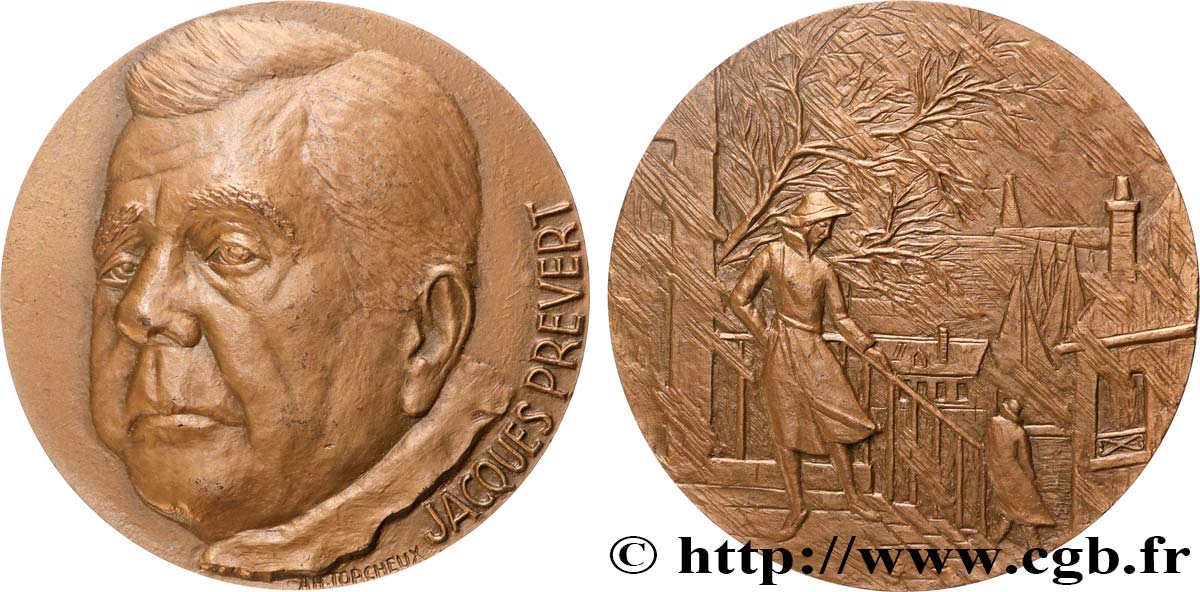 LITERATURE : WRITERS - POETS Médaille, Jacques Prévert AU