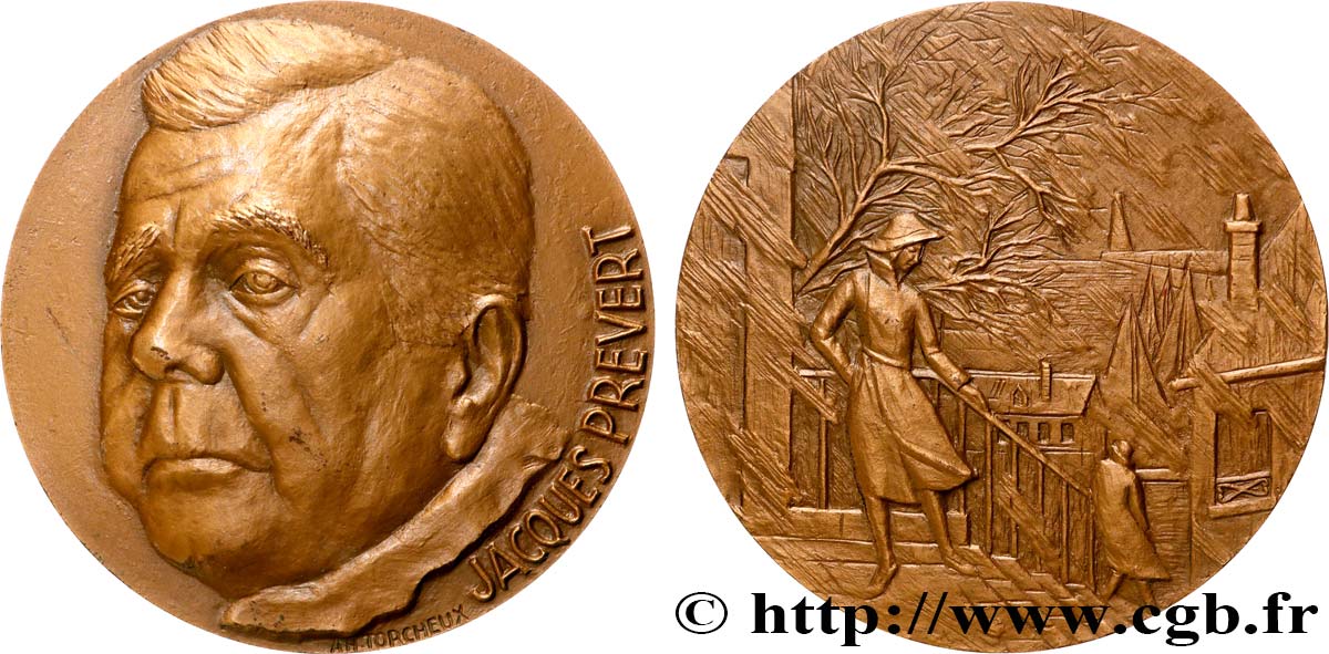 LITTÉRATURE : ÉCRIVAINS/ÉCRIVAINES - POÈTES Médaille, Jacques Prévert SUP