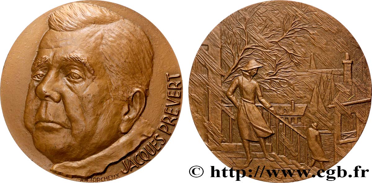 LITTÉRATURE : ÉCRIVAINS/ÉCRIVAINES - POÈTES Médaille, Jacques Prévert SUP