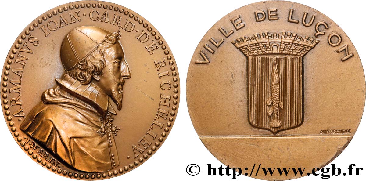 V REPUBLIC Médaille, Cardinal de Richelieu, Ville de Luçon AU