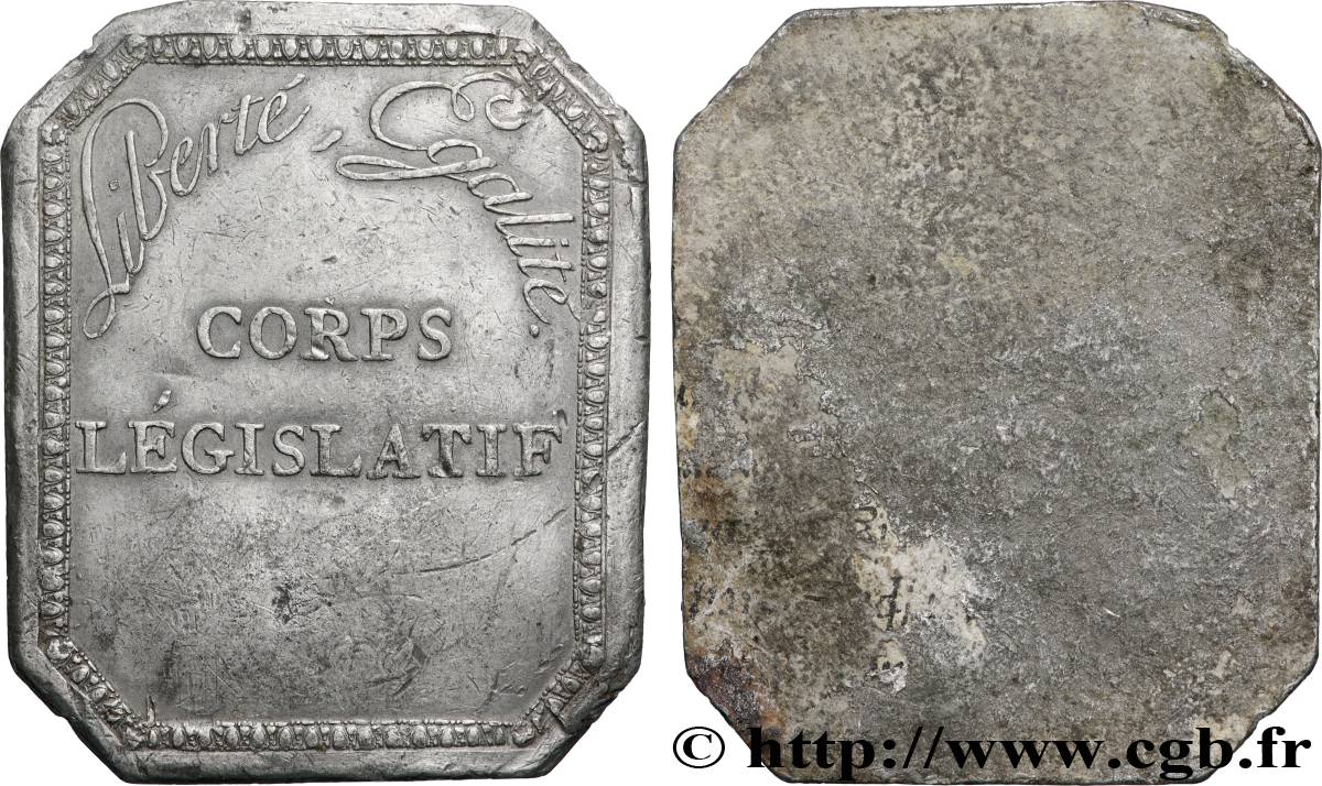 CONSULAT Plaquette, Corps législatif, tirage uniface du revers TTB