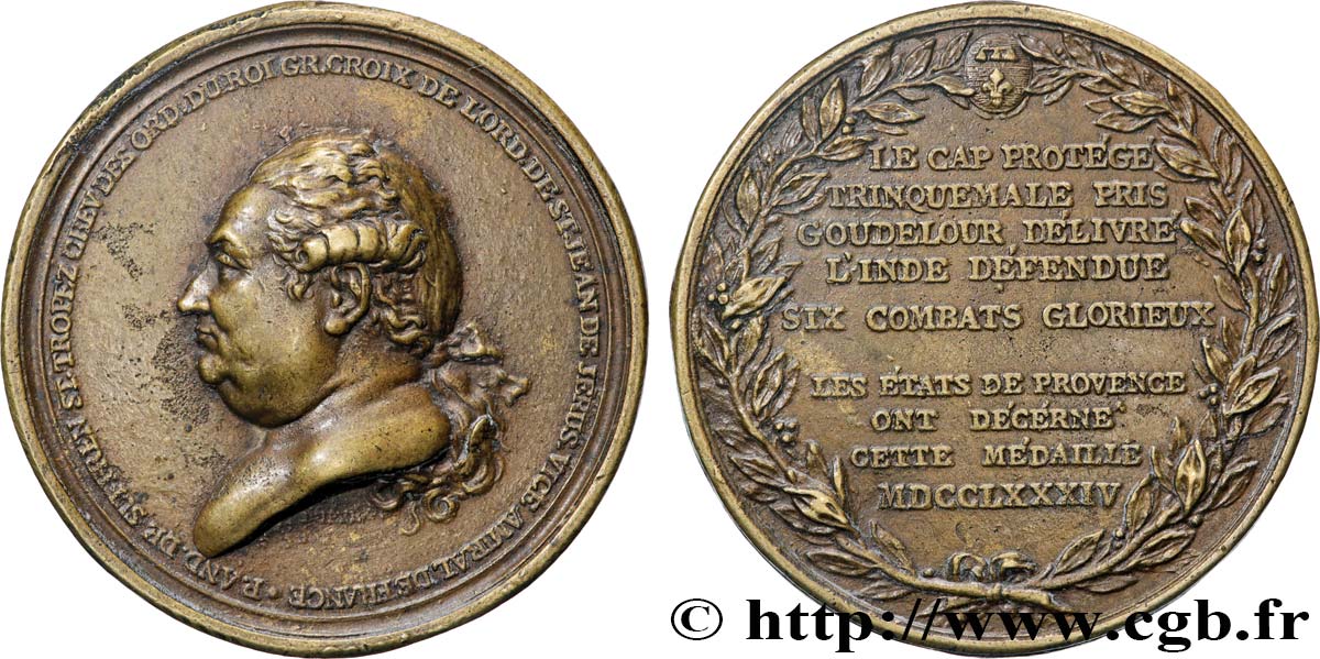 LOUIS XVI Fonte, Victoires de Pierre André, Bailli de Suffren, dans l Océan indien TTB