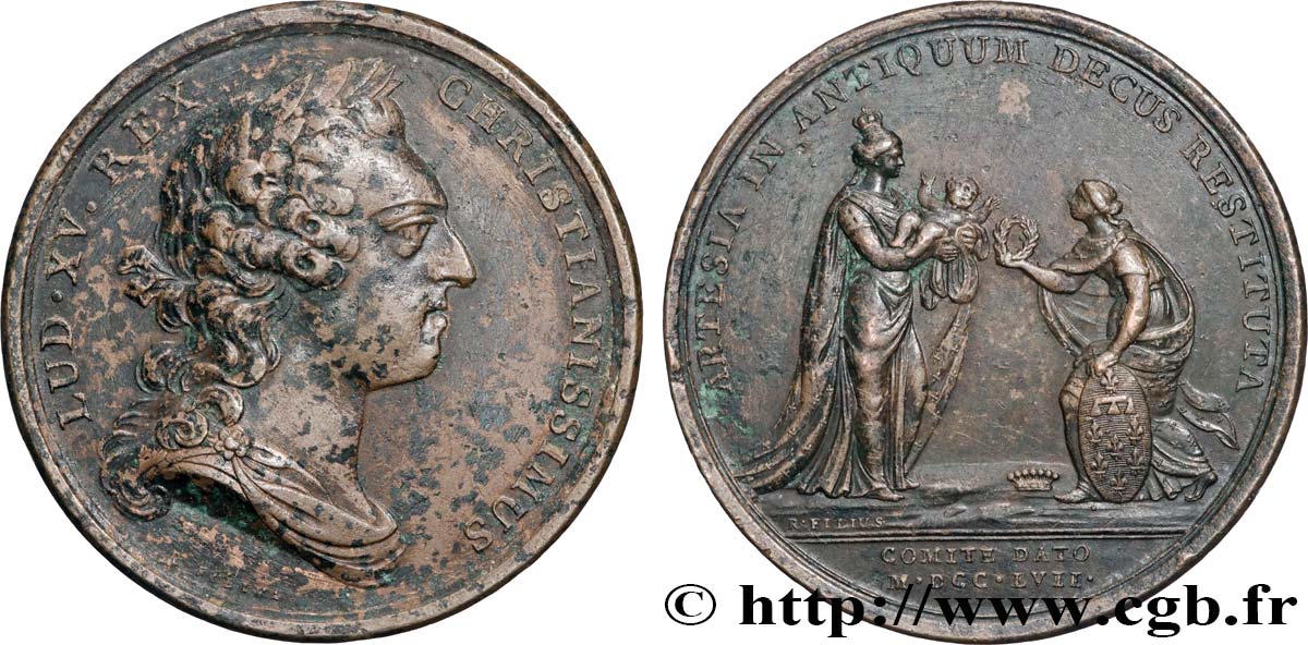 LOUIS XV &nbsp;THE WELL-BELOVED&nbsp; Médaille pour la naissance du Comte d&nbsp;Artois (futur Charles X) BB