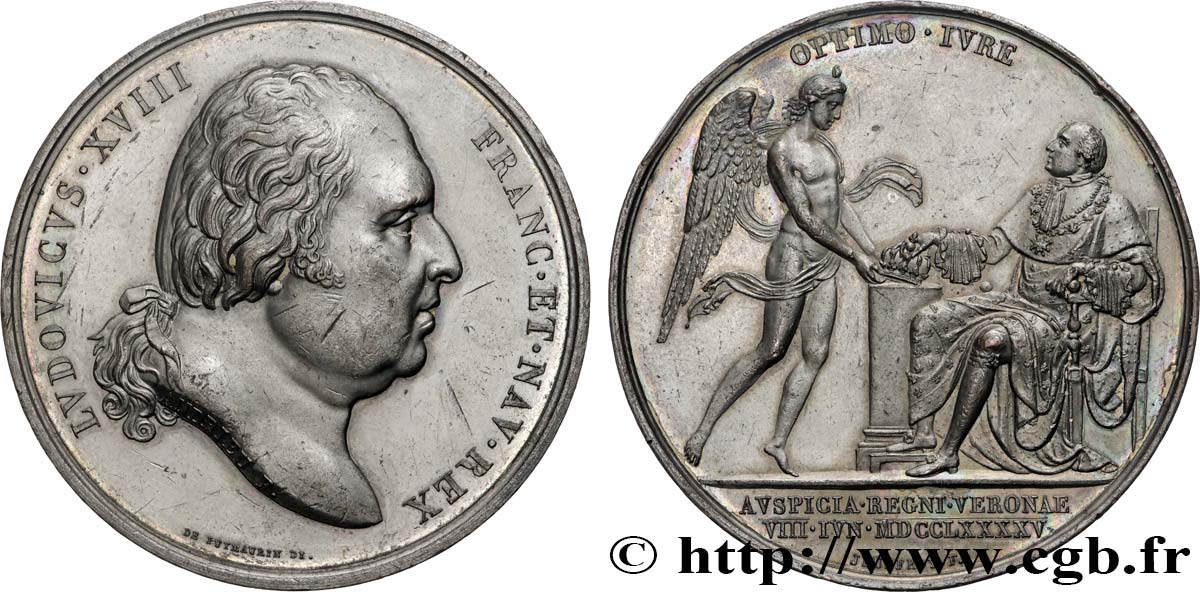 LOUIS XVIII Médaille, Accession au trône de Louis XVIII TTB+