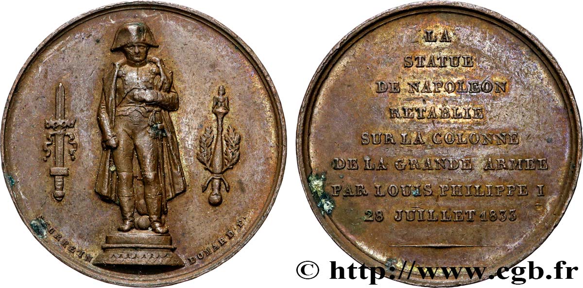 LOUIS-PHILIPPE Ier Médaille, rétablissement de la statue de Napoléon Ier TTB+