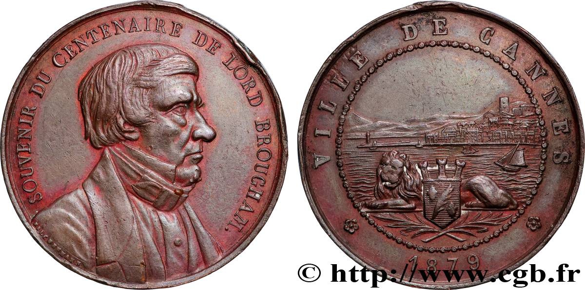 TERCERA REPUBLICA FRANCESA Médaille, Souvenir du centenaire de Lord Brougham MBC