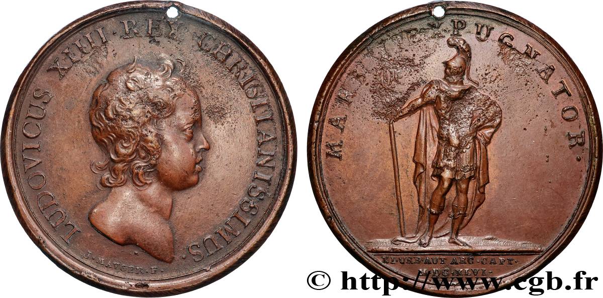 LOUIS XIV LE GRAND OU LE ROI SOLEIL Médaille, Les conquêtes de 1646 TTB