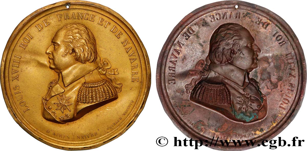 LOUIS XVIII Médaille, Louis XVIII, Tirage uniface TTB+