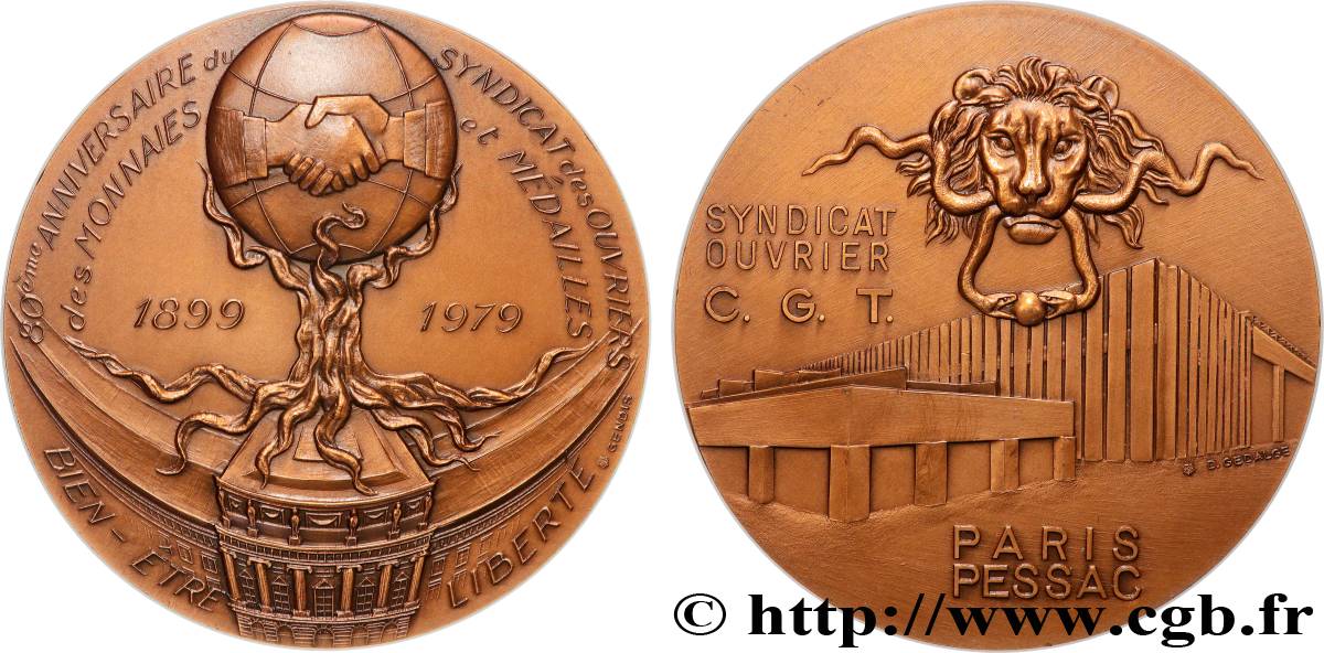 MONNAIE DE PARIS Médaille, 80e anniversaire du Syndicat des ouvriers des monnaies et des médailles SPL