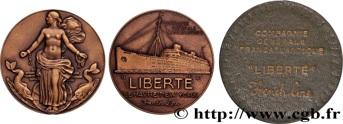 QUATRIÈME RÉPUBLIQUE Médaille, Paquebot “Liberté” SUP
