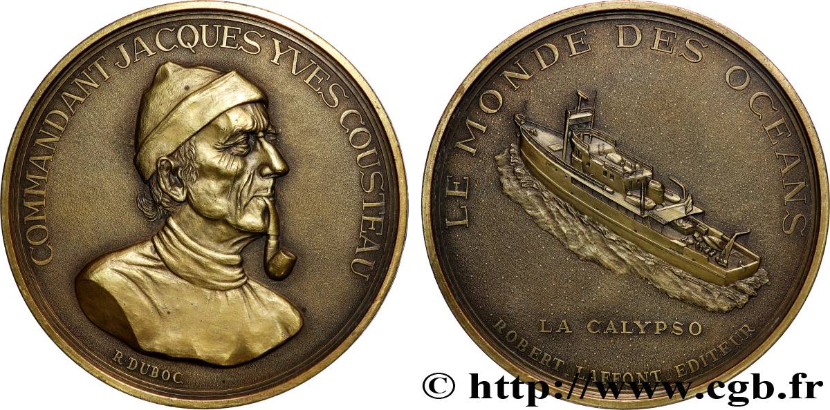 PERSONNAGES CÉLÈBRES Médaille, Commandant Cousteau, la Calypso TTB+