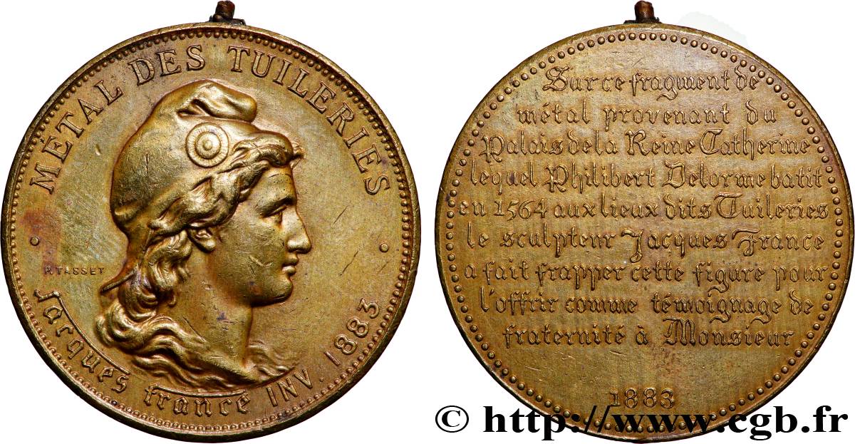 TROISIÈME RÉPUBLIQUE Médaille, Métal des Tuileries TTB