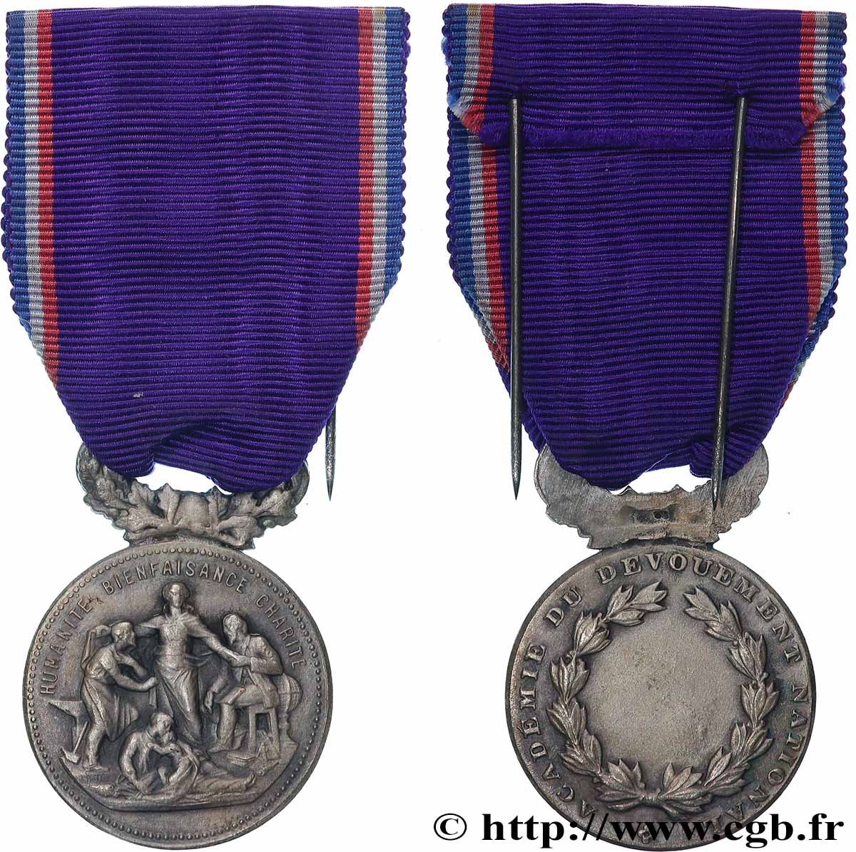 III REPUBLIC Médaille, Académie du dévouement national AU