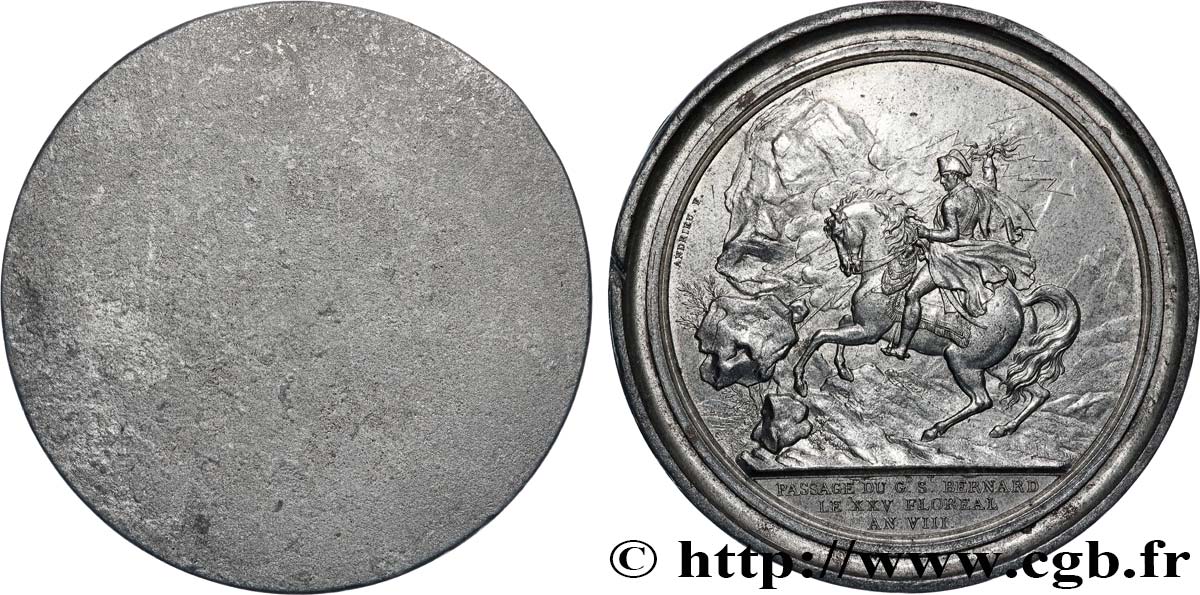 CONSULAT Médaille, Passage du Grand St-Bernard, tirage uniface AU